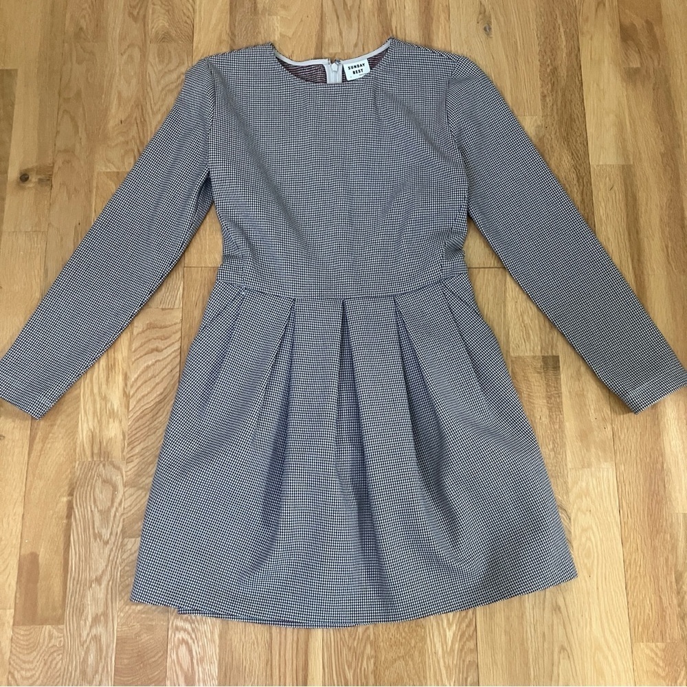 Aritzia Sunday Best Tartine mini houndstooth long sleeve dress